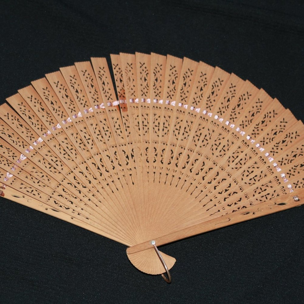 Vintage wooden hand fan - estate